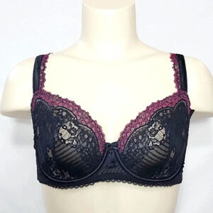 34D‎ Paramour 115056 Amourette Unlined Lace Bra Black NWT